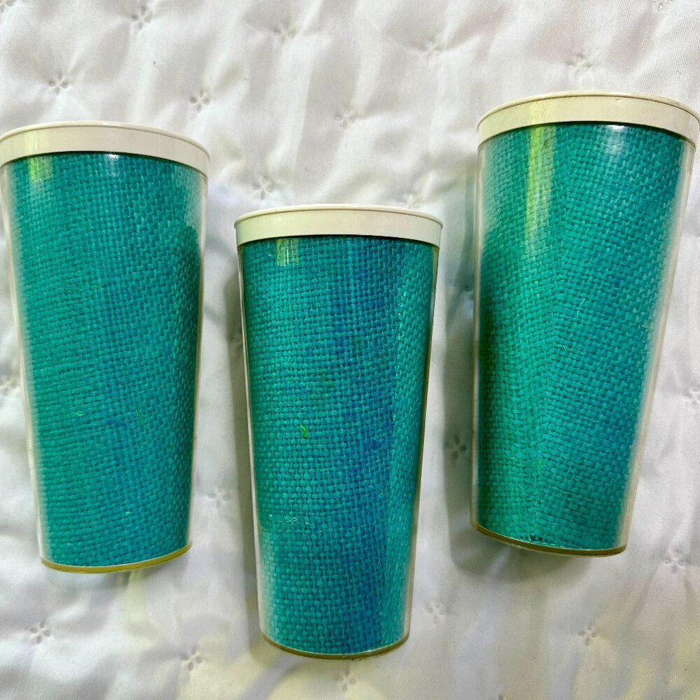 Vintage Turquoise Raffiaware Tumblers